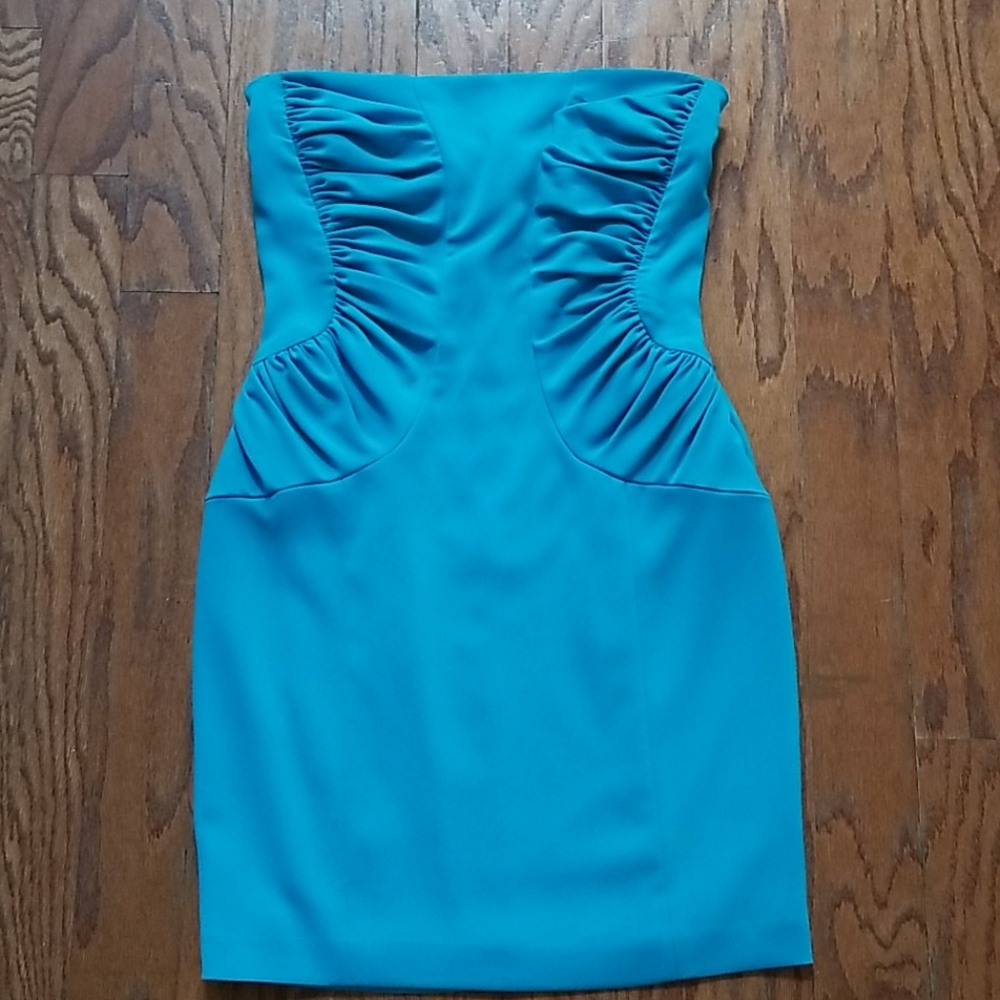 Badgley Mischka Blue Strapless Cocktail Dress S8
